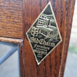 Vintage Old Charm Wood Bros / Tudor Brown Colour / Carved Oak Corner TV Cabinet / Stand / Made in England c1970 / FREE DELIVERY - Image 7