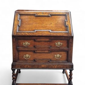Antique Oak Writing Bureau Chest c1910 / Barley Twist Legs / FREE DELIVERY - Image 12