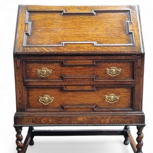 Antique Oak Writing Bureau Chest c1910 / Barley Twist Legs / FREE DELIVERY - Image 11