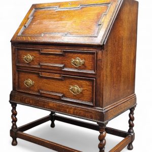 Antique Oak Writing Bureau Chest c1910 / Barley Twist Legs / FREE DELIVERY - Image 5