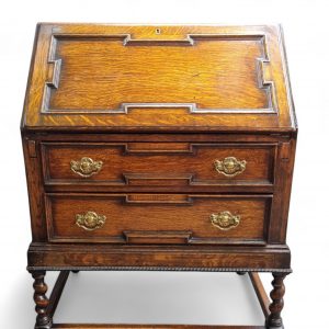 Antique Oak Writing Bureau Chest c1910 / Barley Twist Legs / FREE DELIVERY - Image 3