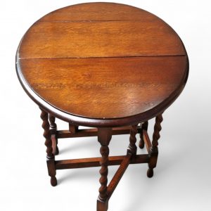 Antique English Drop Leaf Oak Table / Gateleg Barley Twist / 1910s-1930s / FREE DELIVERY - Image 10