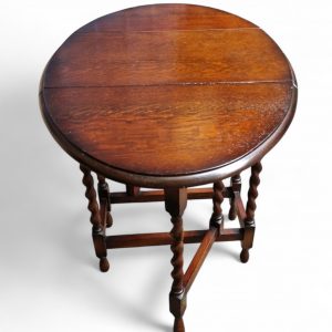Antique English Drop Leaf Oak Table / Gateleg Barley Twist / 1910s-1930s / FREE DELIVERY - Image 9