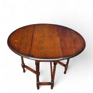 Antique English Drop Leaf Oak Table / Gateleg Barley Twist / 1910s-1930s / FREE DELIVERY - Image 8