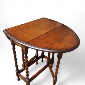 Antique English Drop Leaf Oak Table / Gateleg Barley Twist / 1910s-1930s / FREE DELIVERY - Image 6