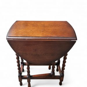 Antique English Drop Leaf Oak Table / Gateleg Barley Twist / 1910s-1930s / FREE DELIVERY - Image 5