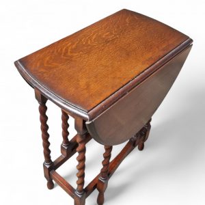 Antique English Drop Leaf Oak Table / Gateleg Barley Twist / 1910s-1930s / FREE DELIVERY - Image 4