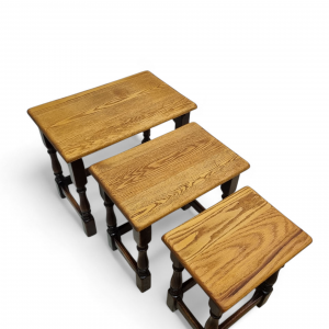 Vintage Oak Nest Of Tables / Jaycee Furniture / c1970 / Brown Oak / FREE DELIVERY - Image 6