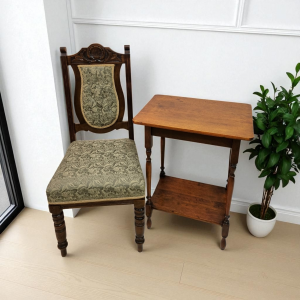 Antique Edwardian Bedroom Chair c1910 / New Upholstery / FREE DELIVERY - Image 7