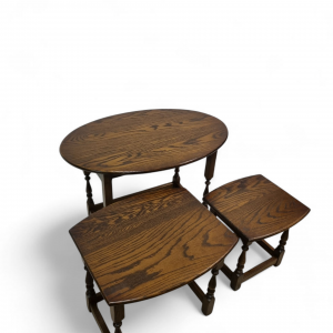 Vintage Old Charm Wood Bros / Oval Oak Nest of 3 Tables / c1970 / FREE DELIVERY - Image 4