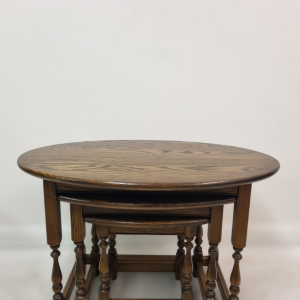 Vintage Old Charm Wood Bros / Oval Oak Nest of 3 Tables / c1970 / FREE DELIVERY - Image 10