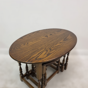 Vintage Old Charm Wood Bros / Oval Oak Nest of 3 Tables / c1970 / FREE DELIVERY - Image 2