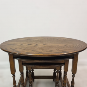 Vintage Old Charm Wood Bros / Oval Oak Nest of 3 Tables / c1970 / FREE DELIVERY - Image 8