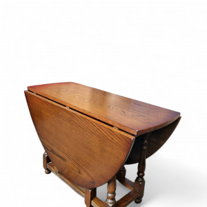 Vintage Old Charm Wood Brothers Oak Gate Leg Drop Leaf Dining Table / Tudor Brown / c1970 / FREE DELIVERY - Image 4