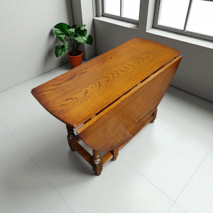Vintage Old Charm Wood Brothers Oak Gate Leg Drop Leaf Dining Table / Tudor Brown / c1970 / FREE DELIVERY - Image 8