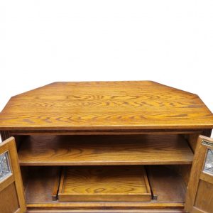 Vintage Old Charm Wood Bros / Light Oak Colour / Carved Oak Corner TV Cabinet / Made in England c1970 / FREE DELIVERY - Image 3