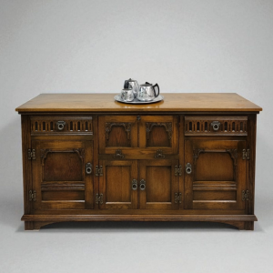 Vintage Old Charm Wood Bros Oak Lancaster Sideboard / Drink Cabinet / Light Oak / c1960 / FREE DELIVERY - Image 1