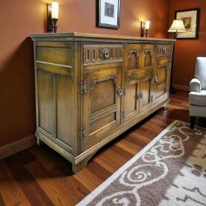Vintage Old Charm Wood Bros Oak Lancaster Sideboard / Drink Cabinet / Light Oak / c1960 / FREE DELIVERY - Image 2