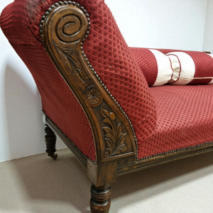 Antique Edwardian Chaise Longue / Solid Oak Frame / c1910 / FREE DELIVERY - Image 9