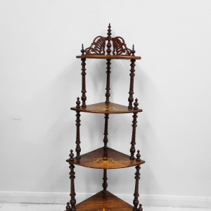 Antique Victorian Inlaid Walnut Corner Whatnot Stand / c.1880 / FREE DELIVERY - Image 9