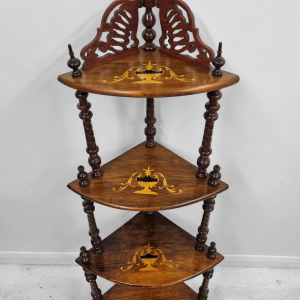 Antique Victorian Inlaid Walnut Corner Whatnot Stand / c.1880 / FREE DELIVERY - Image 5