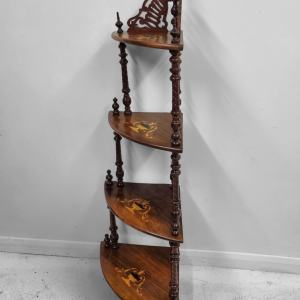 Antique Victorian Inlaid Walnut Corner Whatnot Stand / c.1880 / FREE DELIVERY - Image 3