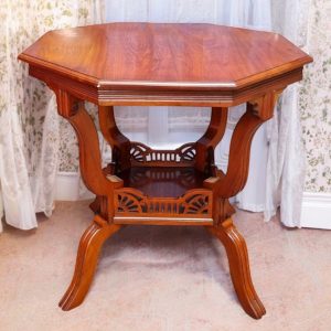 Antique Edwardian Walnut Stained Window Table / Octagonal Top / c1910 / FREE DELIVERY