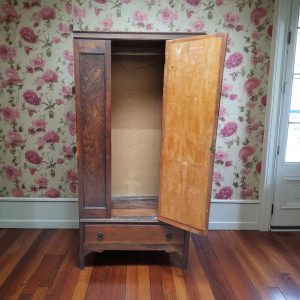 Antique Edwardian Oak Mirror Door Wardrobe / Made in England c1910 / FREE DELIVERY - Image 8