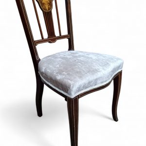 Antique Victorian Inlaid Mahogany Dining Chairs / Set of 3 / c1880 / FREE DELIVERY - Image 4