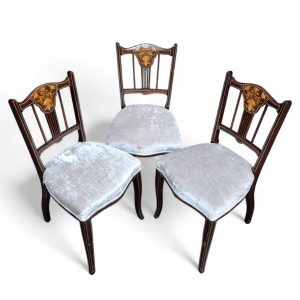 Antique Victorian Inlaid Mahogany Dining Chairs / Set of 3 / c1880 / FREE DELIVERY - Image 3