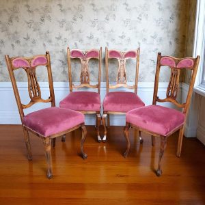 Antique Victorian Oak Dining Chairs / Set of 4 / Made in England 1880s / FREE DELIVERY - Image 1