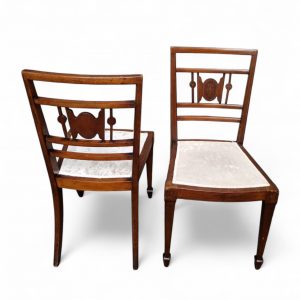 Antique Victorian Inlaid Mahogany Dining Chairs / Set of 2 / c1880 / FREE DELIVERY - Image 9