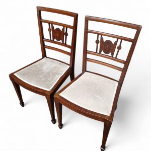 Antique Victorian Inlaid Mahogany Dining Chairs / Set of 2 / c1880 / FREE DELIVERY - Image 7