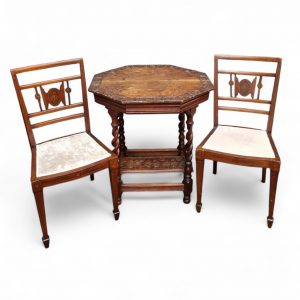 Antique Victorian Inlaid Mahogany Dining Chairs / Set of 2 / c1880 / FREE DELIVERY - Image 4