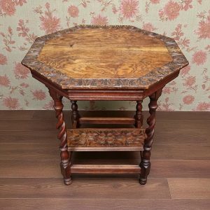 Antique Edwardian Six Sided Top Carving Occasional Table / FREE DELIVERY