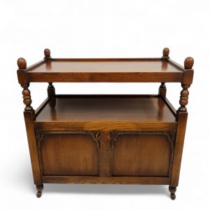 Vintage Old Charm Wood Bros / Tea Serving Trolley / Tudor Brown / FREE DELIVERY - Image 2
