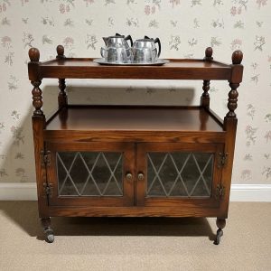 Vintage Old Charm Wood Bros / Tea Serving Trolley / Tudor Brown / FREE DELIVERY - Image 1
