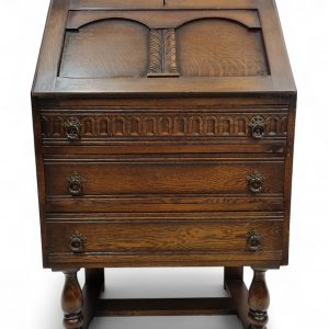 Vintage Oak Writing Bureau Chest / c1950 / FREE DELIVERY - Image 8