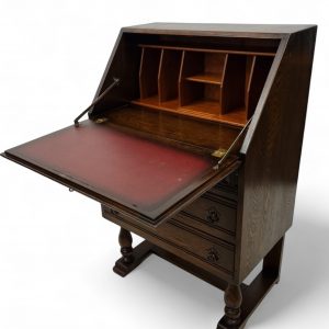 Vintage Oak Writing Bureau Chest / c1950 / FREE DELIVERY - Image 6