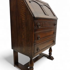Vintage Oak Writing Bureau Chest / c1950 / FREE DELIVERY - Image 5