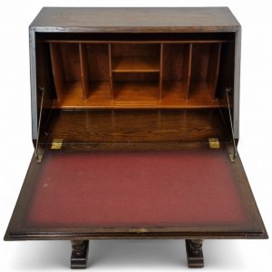 Vintage Oak Writing Bureau Chest / c1950 / FREE DELIVERY - Image 3
