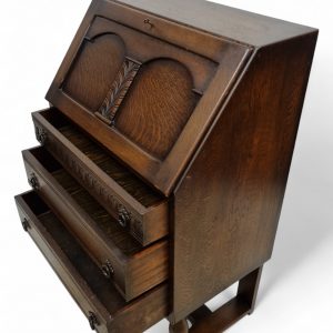 Vintage Oak Writing Bureau Chest / c1950 / FREE DELIVERY - Image 2