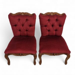 Vintage Regency Style Petite Button Backed Bedroom Vanity Chairs / Set of 2 / c1970 / FREE DELIVERY - Image 9