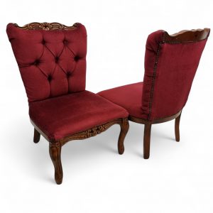 Vintage Regency Style Petite Button Backed Bedroom Vanity Chairs / Set of 2 / c1970 / FREE DELIVERY - Image 4