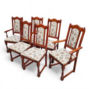 Vintage Old Charm Wood Bros Oak Dining Chairs / Set of 6 / Solid Oak Wooden Frames / FREE DELIVERY