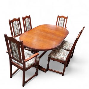 Vintage Old Charm Wood Bros Oak Dining Chairs / Set of 6 / Solid Oak Wooden Frames / FREE DELIVERY - Image 3