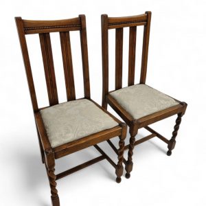 Antique Edwardian Oak Dining Chairs / New Upholstery / Set of Two / Early 20th Century / FREE DELIVERY - Image 7