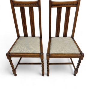 Antique Edwardian Oak Dining Chairs / New Upholstery / Set of Two / Early 20th Century / FREE DELIVERY - Image 6