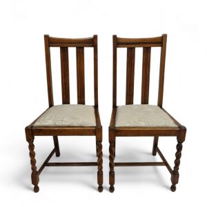 Antique Edwardian Oak Dining Chairs / New Upholstery / Set of Two / Early 20th Century / FREE DELIVERY - Image 4