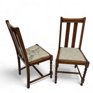 Antique Edwardian Oak Dining Chairs / New Upholstery / Set of Two / Early 20th Century / FREE DELIVERY - Image 3